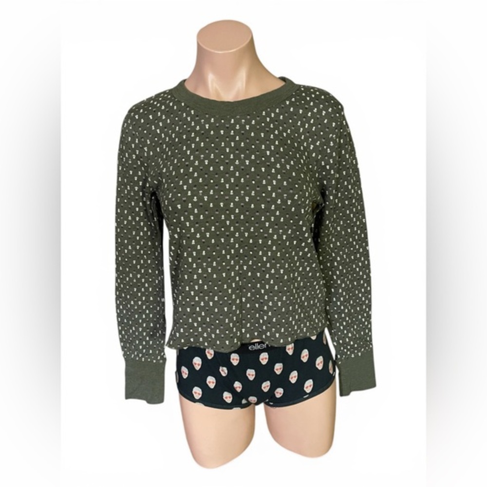 Abound Women’s S Green Floral Thermal Knit Long Sleeve Layering Shirt